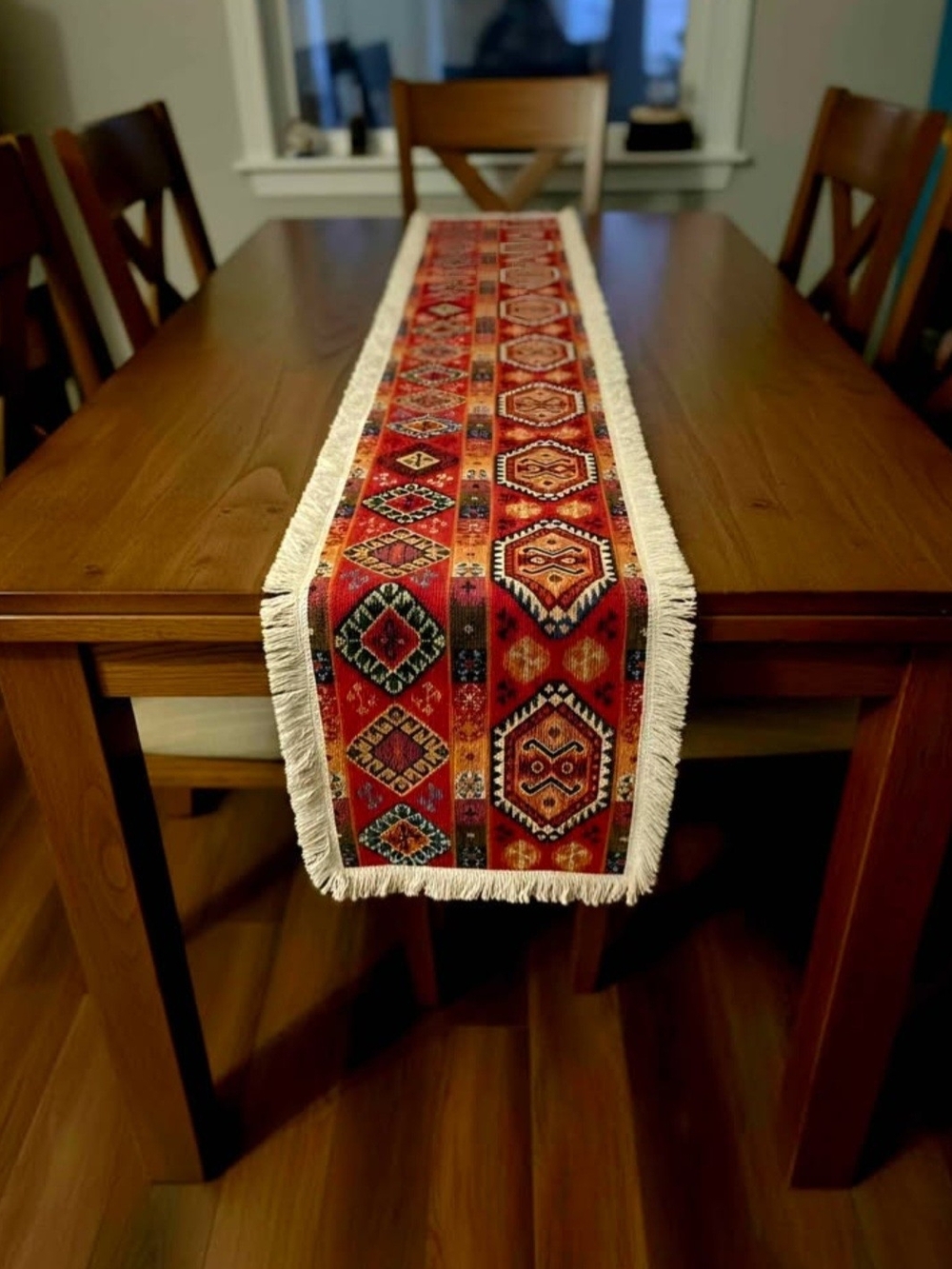 Turkish Kilim or Kurdish Herki Table Runner Handmade 72" Long Cotton